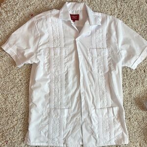 Maximos | White Embroidered Guayabera Shirt👾